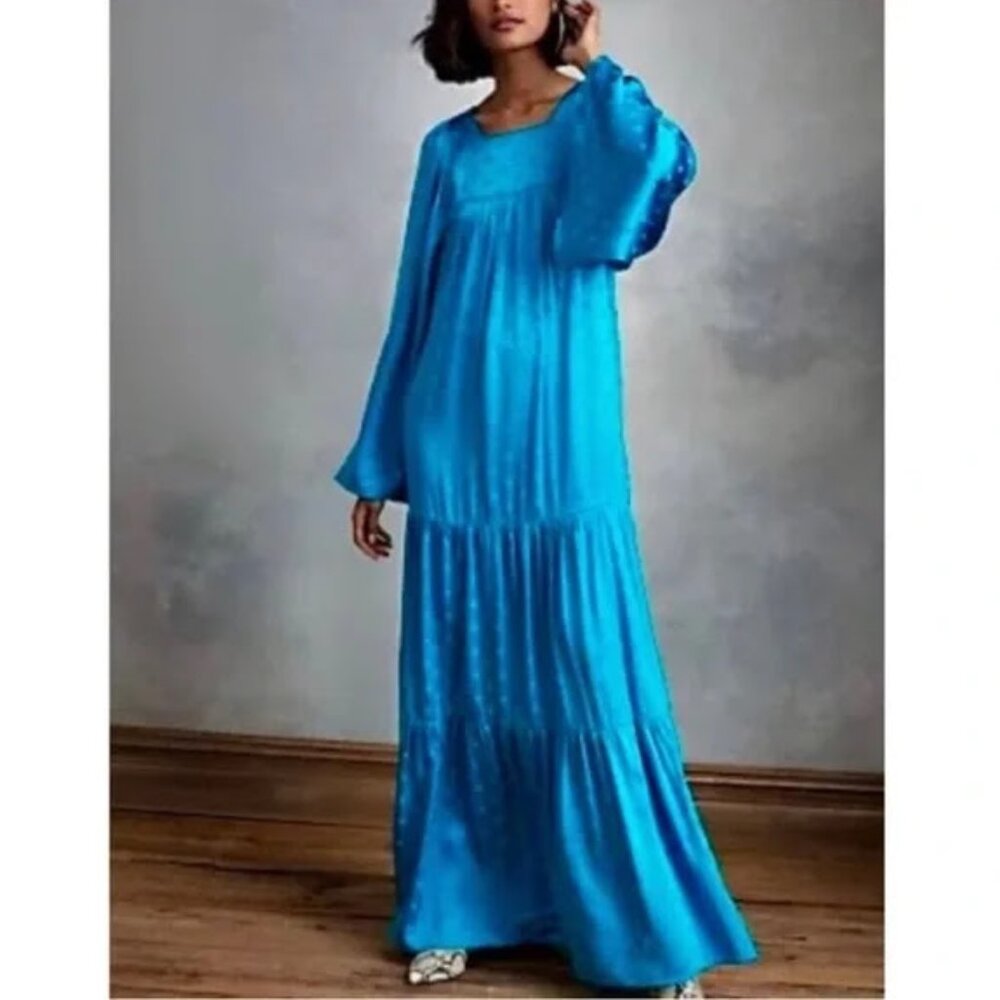 Blue Long Sleeve Maxi Dress